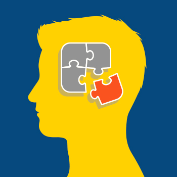 brain injury represented by illustration of brain as a puzzle with piece removed