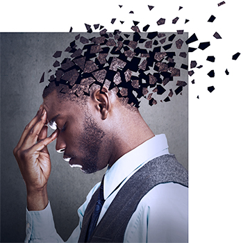 Young Black man whose head is exploding from injury