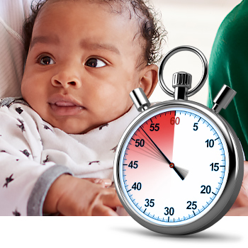 Infant and stopwatch