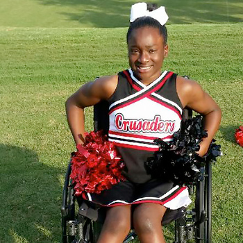 young cheerleader in wheelchair